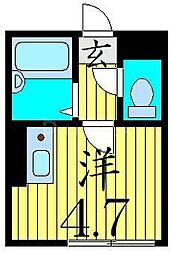 シャンテお花茶屋2 ワンルームの間取図画像