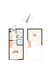 （仮称）細田三丁目 202 2階ワンルームの間取り