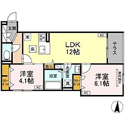 セレスティア柴又V 2LDKの間取図画像