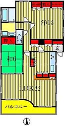 リリーズフラット 2LDKの間取図画像