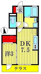 リッツハウス5 1DKの間取図画像