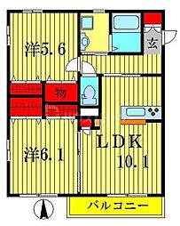 ジュネス金町 2LDKの間取図画像