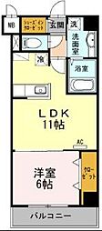 オーチャードK 1LDKの間取図画像