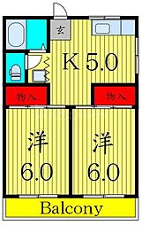 第一コーポ浅岡 2Kの間取図画像