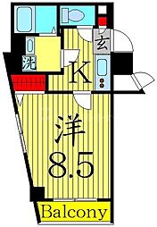 アンベリール墨田 1Kの間取図画像