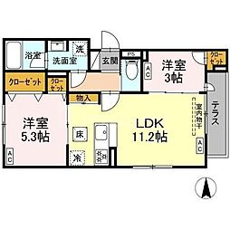 セレスティア北小岩V 2LDKの間取図画像