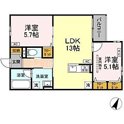 MOCRAFT南小岩 2LDKの間取図画像
