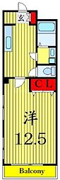 市川ハイム 1Kの間取図画像