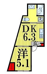 LOOP KITASENJU II 1DKの間取図画像