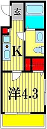 メルディア北綾瀬2 1Kの間取図画像