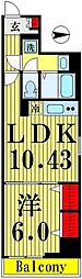 HAPPYHILLS 1LDKの間取図画像