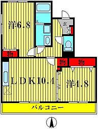 フラワーマンション 2LDKの間取図画像