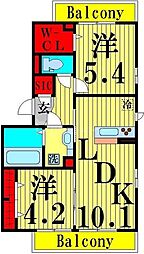 SOCIA青井 2LDKの間取図画像