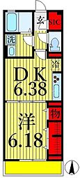 ロード花みずき 1DKの間取図画像