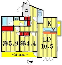 ウィンベルコーラス向島 2LDKの間取図画像