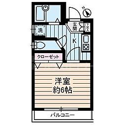クレールカサベルデ 1Kの間取図画像
