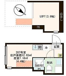 SUNNY HILLS 新小岩 ワンルームの間取図画像