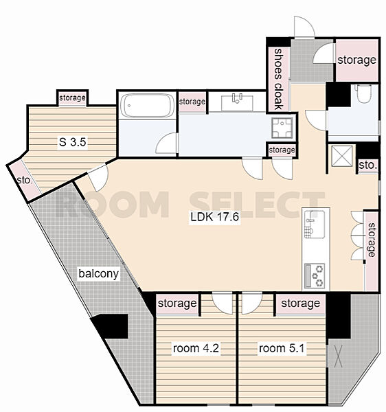 MOTHER 1303｜愛知県名古屋市千種区小松町５丁目(賃貸マンション2SLDK・3階・71.00㎡)の写真 その2