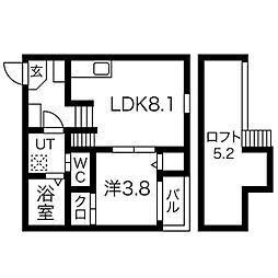 メゾンラルミエール 1Kの間取図画像