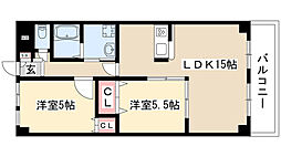 マーヴェラス 2LDKの間取図画像
