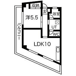 森ビル 1LDKの間取図画像
