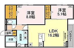ルヴィータ川名山町 2LDKの間取図画像