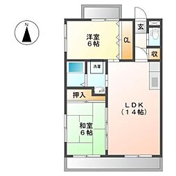 エスペランサ厳樹 2LDKの間取図画像