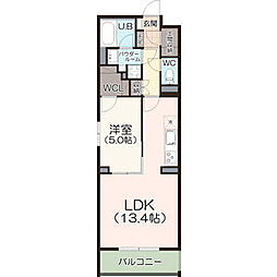 名古屋市西区枇杷島2丁目マンション 1LDKの間取図画像