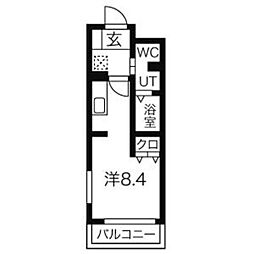 マリアロッソ天神山 ワンルームの間取図画像