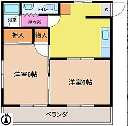 コーポゾンネ 2DKの間取図画像