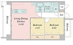 BERG大須 2LDKの間取図画像