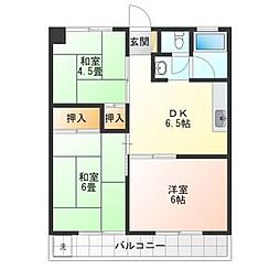 OS・SKYマンション城下 3DKの間取図画像