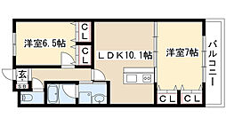 セラヴィー小池 2LDKの間取図画像