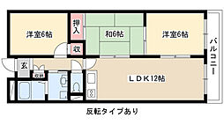 スカイヒルズカワイ 3LDKの間取図画像