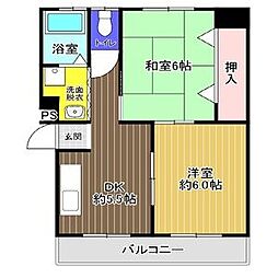 コーポよもぎ 2DKの間取図画像