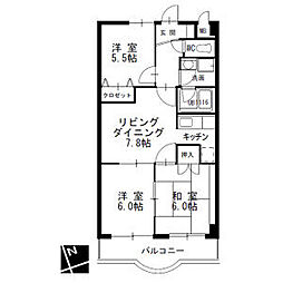 メゾン五反田 3LDKの間取図画像
