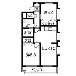 モールセゾン大森 2LDKの間取図画像