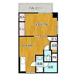 エスポアール荒江 1DKの間取図画像