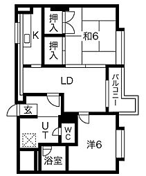 セカンドタウン 2LDKの間取図画像