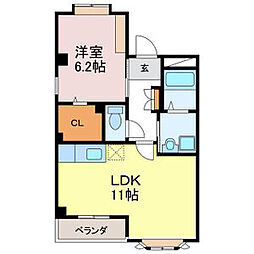 アドビル牧の里 1LDKの間取図画像