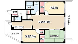 グランドハイリス本山 3LDKの間取図画像
