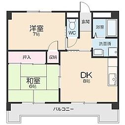 山田ビル 2DKの間取図画像