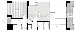 松原メイトマンション 2DKの間取図画像