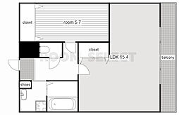 パセオ吹上 1LDKの間取図画像