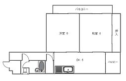 福信ビル 2DKの間取図画像