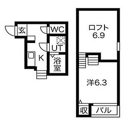 Crescita六番町 1Kの間取図画像