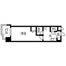 ベル花の木 1Kの間取図画像