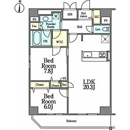 新栄アイサンメゾン 2LDKの間取図画像