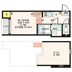 シトラスジュノス ワンルームの間取図画像