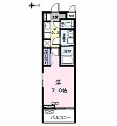 クレイン 1Kの間取図画像